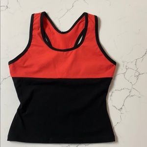 Marika racer-back athletic top-black and orange